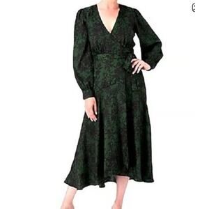 Susan Graver Occasions Printed Woven Jacquard Style Wrap Maxi Dress 2XP 18-20